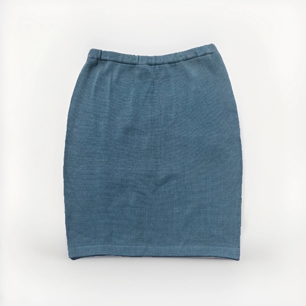 Peruvian Connection Sweater Skirt Size MED Charcoal teal 100% Pima Cotton Pencil